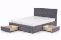 Halmar łóżko tapicerowane BETINA z szufladami 160x200 popielate tkanina drewno czarny
