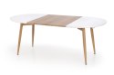 Halmar stół CALIBER rozkładany biały / dąb san remo MDF, stal malowana 160-200x90