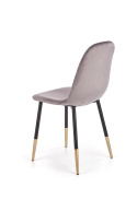Halmar K379 krzesło do jadalni Popielate tkanina velvet/stelaż metal Czarny+Złoty