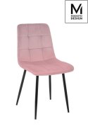 Modesto Design MODESTO krzesło CARLO tapicerka pikowana pudrowy róż - welur, metal czarny