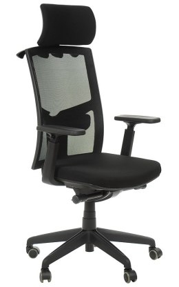 Fotel obrotowy KB-8922A CZARNY - krzesło biurowe do biurka - TILT, ZAGŁÓWEK