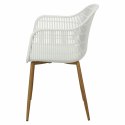 Simplet Krzesło Fotel Becker tworzywo PP białe/ nogi metal okleinowany naturalny z podłokietnikami