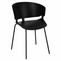 Intesi Krzesło industrialne Gondia czarne tworzywo PP nogi metal malowany proszkowo czarny do każdego wnętrza