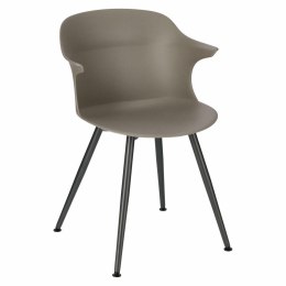 Intesi Krzesło Skal szare tworzywo nogi metalowe antracytowe z podłokietnikami wygodne i nowoczesne