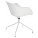 Intesi Krzesło Fotel obrotowe Roundy White biały tworzywo metal z podłokietnikami do biura i salonu