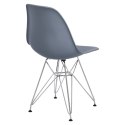 D2.DESIGN Krzesło P016 tworzywo PP dark grey szare, metalowe chromowane nogi wygodne i lekkie
