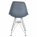 D2.DESIGN Krzesło P016 tworzywo PP dark grey szare, metalowe chromowane nogi wygodne i lekkie