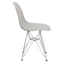 D2.DESIGN Krzesło P016 PP tworzywo light grey jasne szare, chromowane nogi metalowe funkcjonalne i wygodne