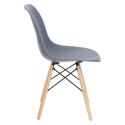 D2.DESIGN Krzesło P016W PP tworzywo szary dark grey, drewniane nogi wygodne i funkcjonalnei
