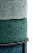 Halmar pufa okrągła PICOLO tapicerowana tkanina zielony stal malowana proszkowo czarny fi45