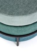 Halmar pufa okrągła PICOLO tapicerowana tkanina zielony stal malowana proszkowo czarny fi45