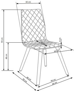 Halmar K282 krzesło do jadalni popiel pikowane tkanina nogi drewniane