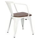 D2.DESIGN Krzesło Paris Arms Wood metalowe białe, drewno sosnowe - orzech