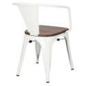 D2.DESIGN Krzesło Paris Arms Wood metalowe białe, drewno sosnowe - orzech