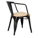 D2.DESIGN Krzesło Paris Arms Wood czarne metal lakierowany drewno sosna naturalna z podłokietnikami