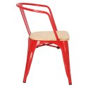 D2.DESIGN Krzesło Paris Arms Wood metalowe czerwone, drewno sosna naturalna