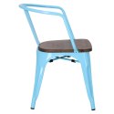 D2.DESIGN Krzesło Paris Arms Wood metalowe niebieskie, drewno sosnowe kolor orzech
