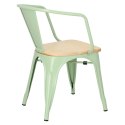 D2.DESIGN Krzesło Paris Arms Wood metalowe zielone, drewno sosnowe - naturalny