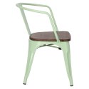 D2.DESIGN Krzesło Paris Arms Wood metalowe zielone, drewno sosnowe kolor orzech
