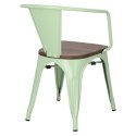 D2.DESIGN Krzesło Paris Arms Wood metalowe zielone, drewno sosnowe kolor orzech