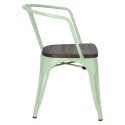 D2.DESIGN Krzesło Paris Arms Wood metalowe zielone, drewno sosnowe szczotkowane kolor orzech