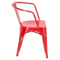 D2.DESIGN Krzesło Paris Arms metalowe czerwone inspirowane Tolix, można sztaplować