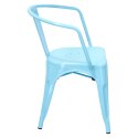 D2.DESIGN Krzesło Paris Arms niebieskie metalowe, inspirowane Tolix, można sztaplować