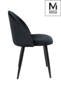 Modesto Design MODESTO krzesło tapicerowane NICOLE czarne - welur, nogi metal czarne