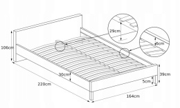 HALMAR łóżko tapicerowane dwuosobowe MODENA 160 x 200 z szufladami popiel tkanina