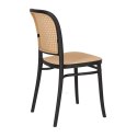 Intesi Krzesło Antonio czarne tworzywo siedzisko i oparcie plecionka beżowa sztaplowanie wygodne i stabilne
