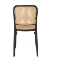 Intesi Krzesło Antonio czarne tworzywo siedzisko i oparcie plecionka beżowa sztaplowanie wygodne i stabilne