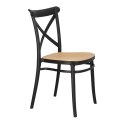 Intesi Krzesło Moreno czarne tworzywo siedzisko imitacja plecionki beżowa można sztaplować