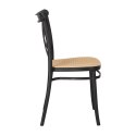Intesi Krzesło Moreno czarne tworzywo siedzisko imitacja plecionki beżowa można sztaplować