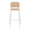 Intesi Hoker Krzesło barowe Antonio białe tworzywo siedzisko i oparcie plecionka można sztaplować