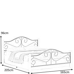HALMAR łóżko VIOLETTA 160x200 lite drewno biały / stal malowana czarny ze stelażem