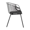 Intesi Krzesło Sligo czarne z podłokietnikami metal malowany proszkowo poduszka ekoskóra nowoczesne i wygodne