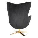 D2.DESIGN Fotel relaksacyjny Jajo Velvet Gold czarny - bujany fotel wypoczynkowy, kołyska, obrotowy - złota noga