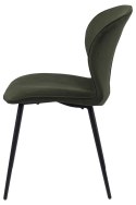 ACTONA Krzesło do jadalni, salonu Evelyn olive green - zielone oliwkowe, podstawa czarna metalowa malowan proszkowo