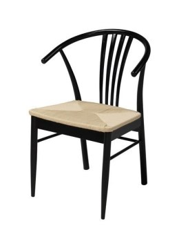 ACTONA Krzesło do jadalni, na balkon York black -drewno sosnowe - siedzisko jutowy sznurek