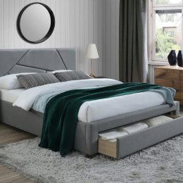 Halmar łóżko VALERY 160x200 z szufladą tkanina popiel, lite drewno orzech