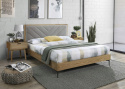 Halmar łóżko MARGARITA 160 tkanina popielaty/ MDF + okleina naturalny, stal malowana