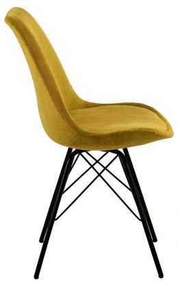 ACTONA Krzesło do jadalni Eris Sztruks Żółte tapicerowane do salonu, restauracji, hotelu - nogi metal czarne malowane proszkowo