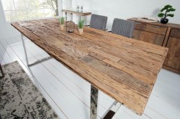Invicta Interior INVICTA stół do jadalni EUPHORIA BARRACUDA 200cm z drewna tekowego, nogi chromowane, prosotkątny