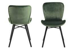 Actona ACTONA krzesło do jadalni BATILDA -1A leśna zieleń - tapicerowane zielone welurowe, stelaż drewno kauczukowe czarne