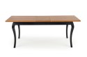 HALMAR stół WINDSOR 160-240x90x76 cm kolor ciemny dąb/czarny - prostokątny do jadalni, blat olejowany, nogi lite drewno