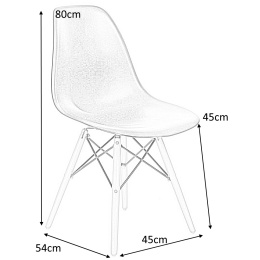 D2.DESIGN Krzesło P016W tworzywo PP czarne, nogi drewno bukowe białe