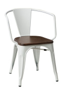 D2.DESIGN Krzesło Paris Arms Wood metalowe białe, drewno sosnowe szczotkowane kolor orzech