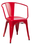 D2.DESIGN Krzesło Paris Arms metalowe czerwone inspirowane Tolix, można sztaplować