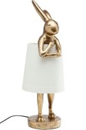 Kare Design KARE lampa stołowa RABBIT złota / biała - lampka złoty króliczek i biały klosz, wykonana z polirezyny lakierowanej