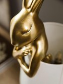 Kare Design KARE lampa stołowa RABBIT złota / biała - lampka złoty króliczek i biały klosz, wykonana z polirezyny lakierowanej